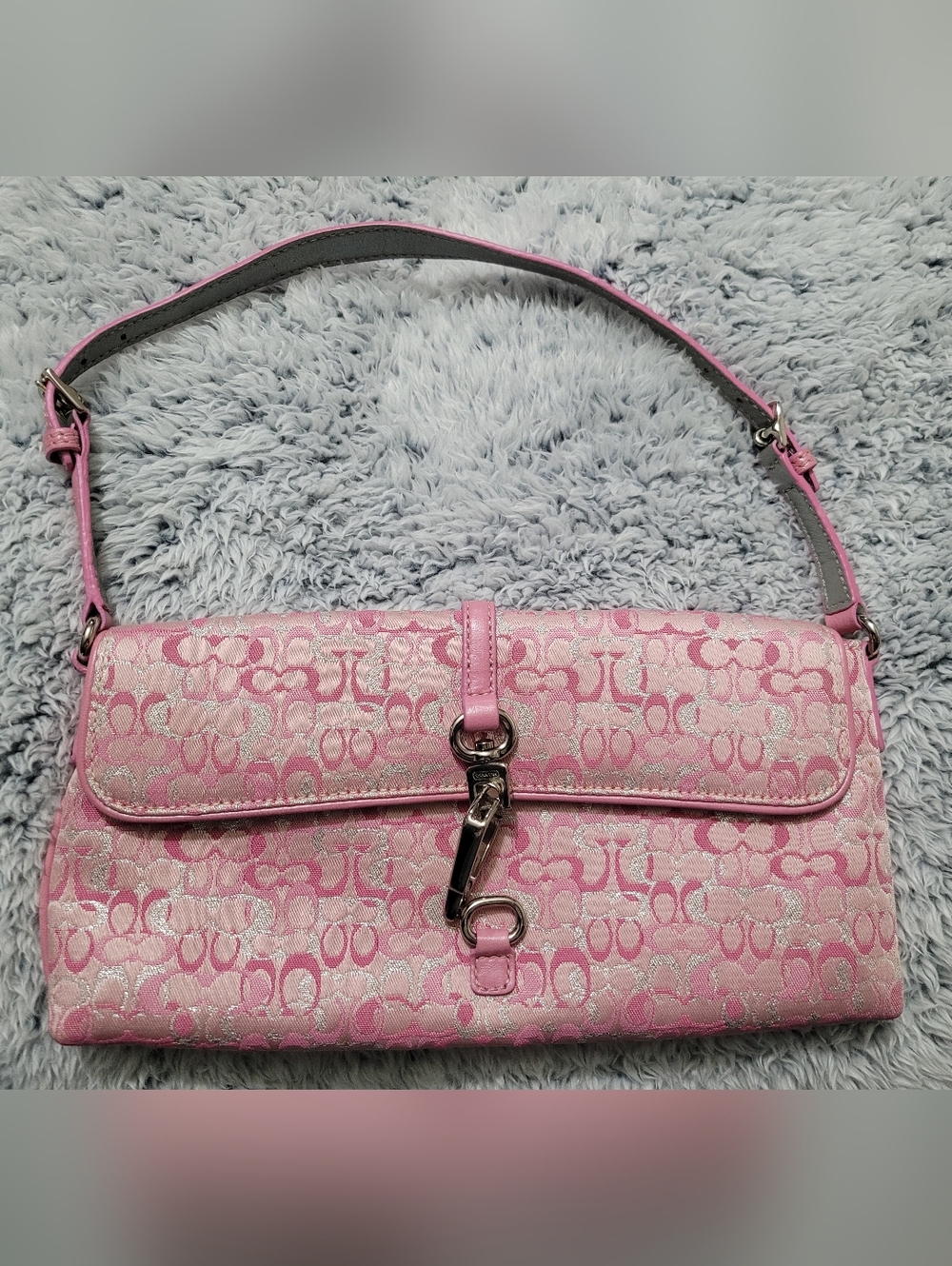 Coach 2004 Pink Lurex Hampton With Demi Clip RARE Bag Y2K